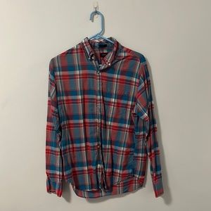 Red and blue plaid J Crew button down